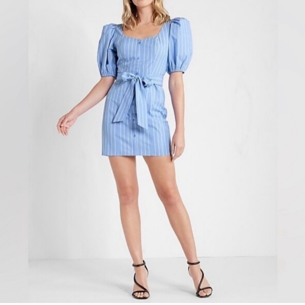 Express Light Blue Striped Mini Dress